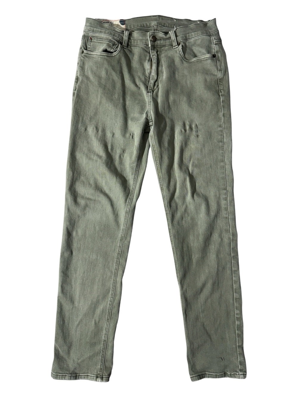 Marine Layer mens 33x32 slim straight sage green stretch denim jeans EUC